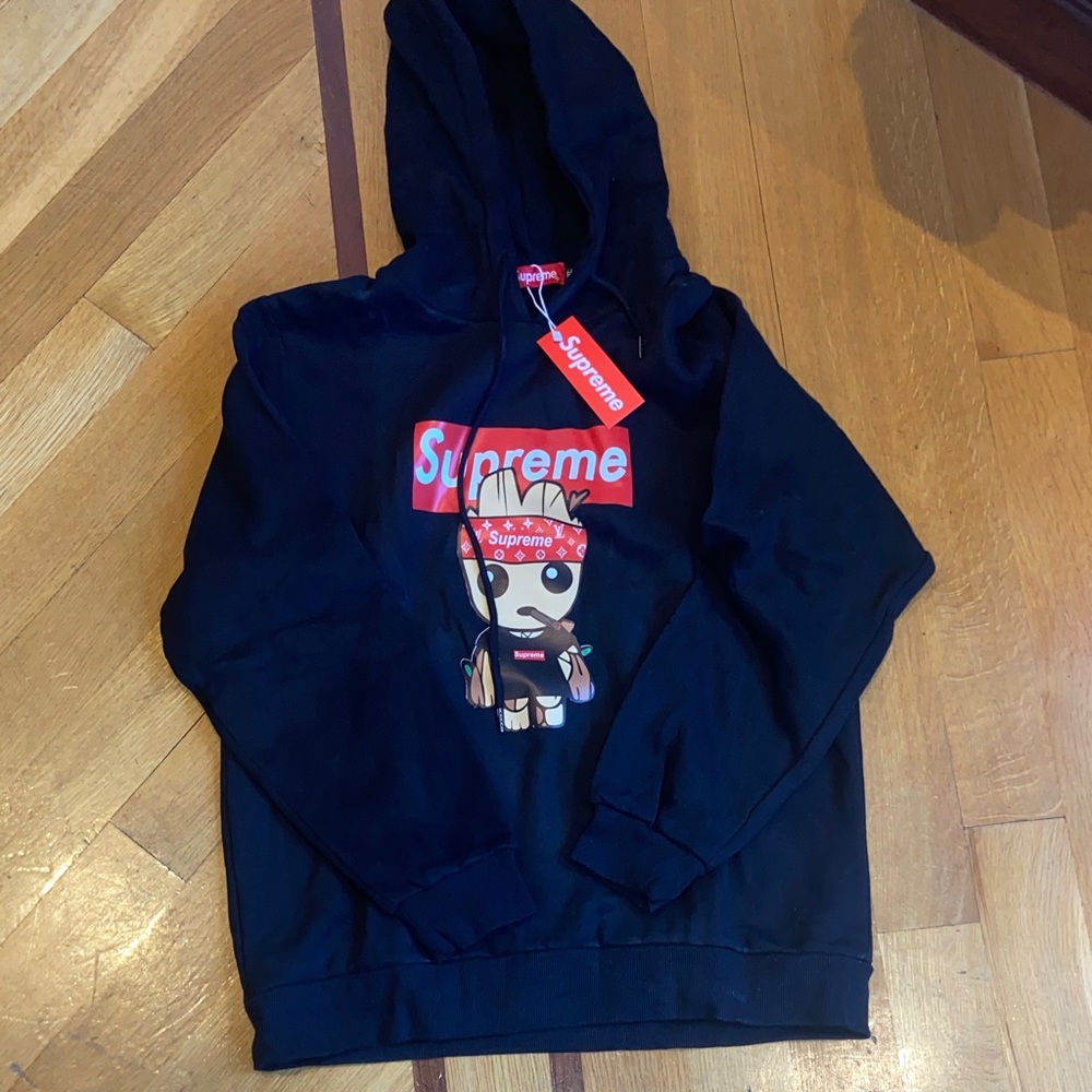 Supreme Black Hoodie with Graphic Design